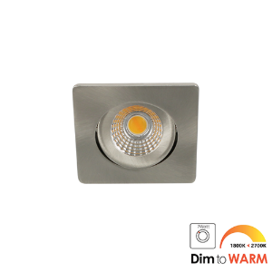 LED mini spot kantelbaar 5Watt vierkant NIKKEL IP54 dimbaar - dim to warm