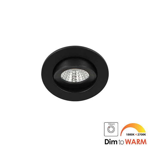 LED mini spot kantelbaar 5Watt rond ZWART IP54 dimbaar - dim to warm