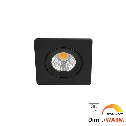 LED mini spot kantelbaar 5Watt vierkant ZWART IP54 dimbaar - dim to warm