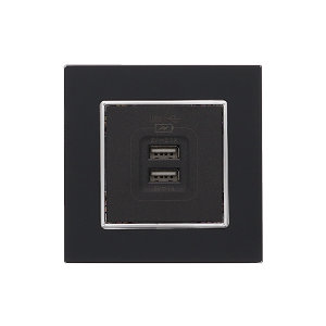 Dubbel USB stopcontact Nero Deluxe Glas zwart