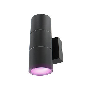 Angus wandlamp - Philips Hue Compatible - White and Color zwart rond 2xGU10