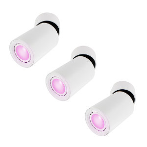 Odin opbouwspot (set van 3) - Philips Hue Compatible - White and Color - wit rond kantelbaar