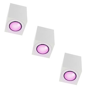 Odin opbouwspot (set van 3) - Philips Hue Compatible - White and Color - wit vierkant