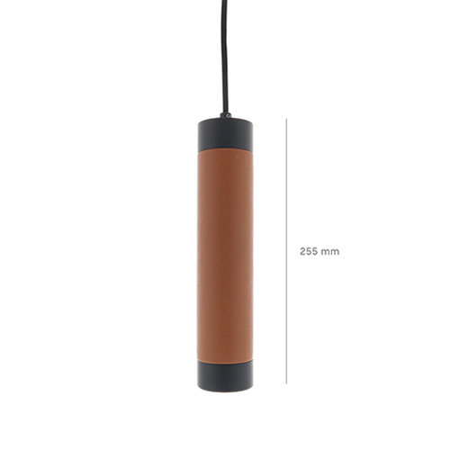 Uniq hanglamp 1x bruin leder – zwart dimbaar lengte