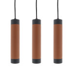Uniq hanglamp 3x bruin leder – zwart dimbaar